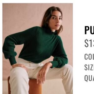 Sezane Dark Green Mock-Neck Sweater